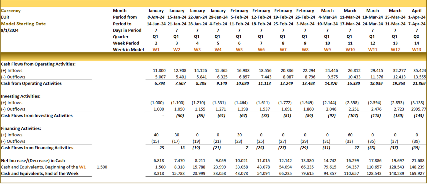 13-weeks Cashflow Planning Model