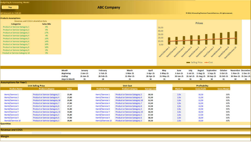 Budgeting and Forecasting Financial Model