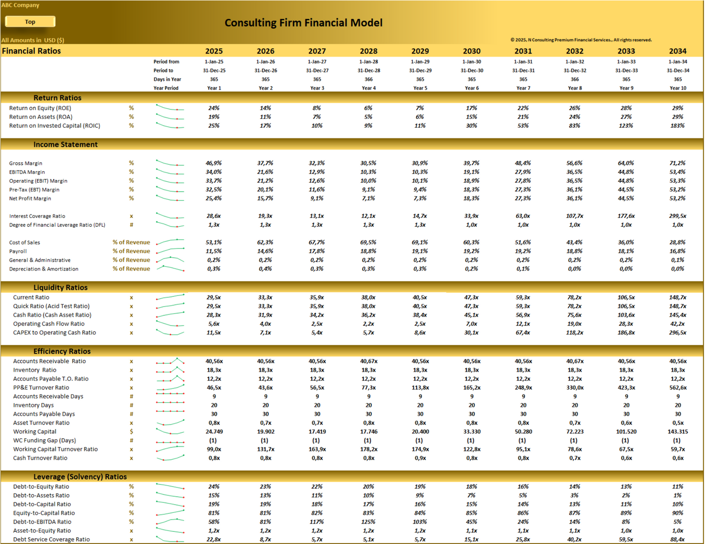 Consulting Firm – 10-year Financial Model