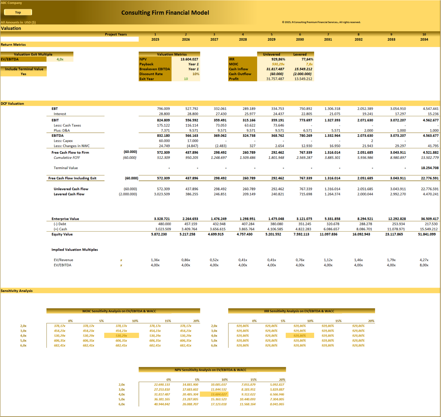 Consulting Firm – 10-year Financial Model