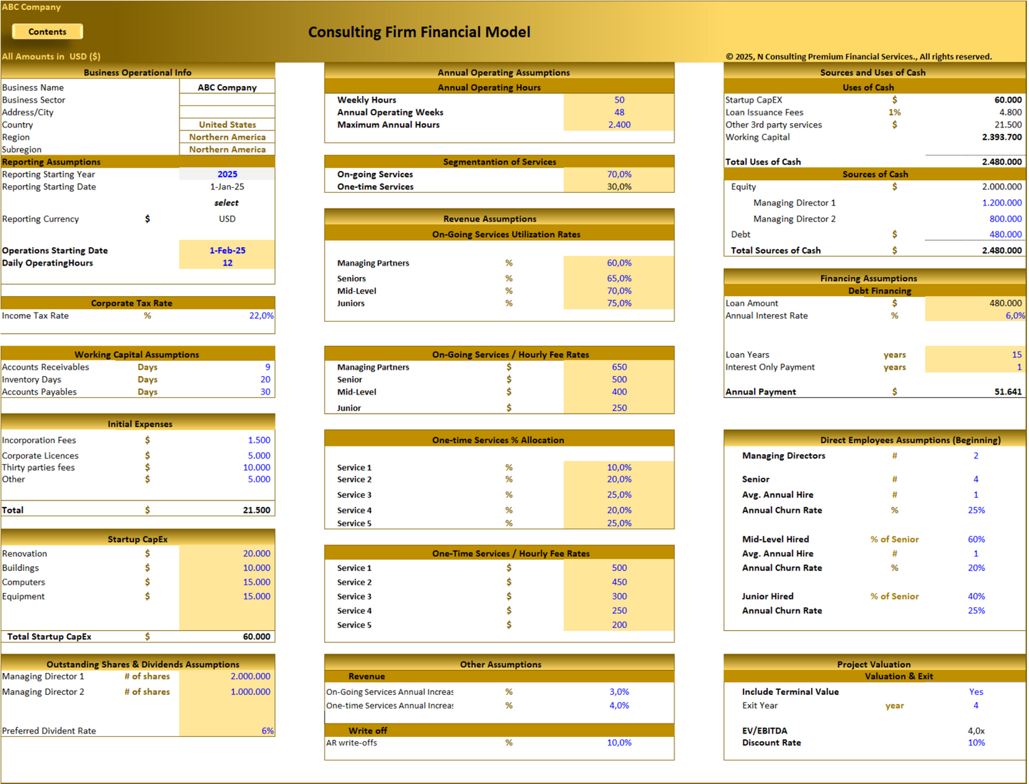 Consulting Firm – 10-year Financial Model