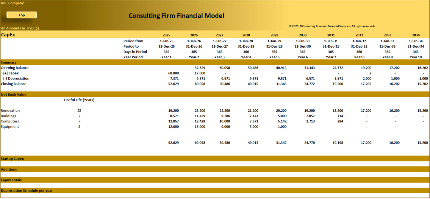 Consulting Firm – 10-year Financial Model