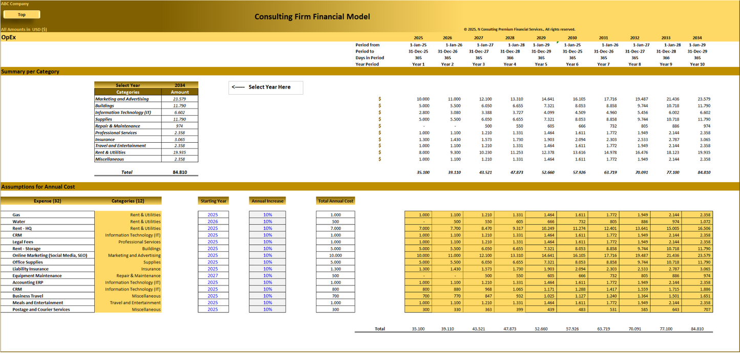 Consulting Firm – 10-year Financial Model