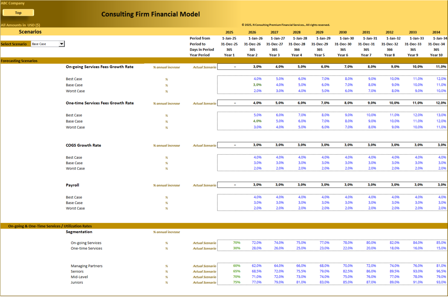 Consulting Firm – 10-year Financial Model