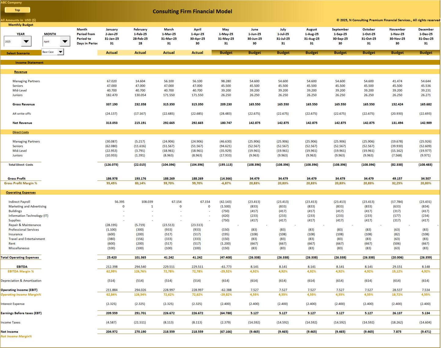 Consulting Firm – 10-year Financial Model