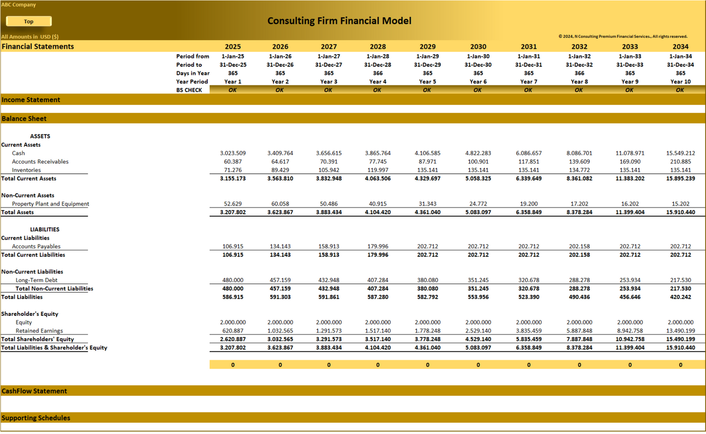 Consulting Firm – 10-year Financial Model