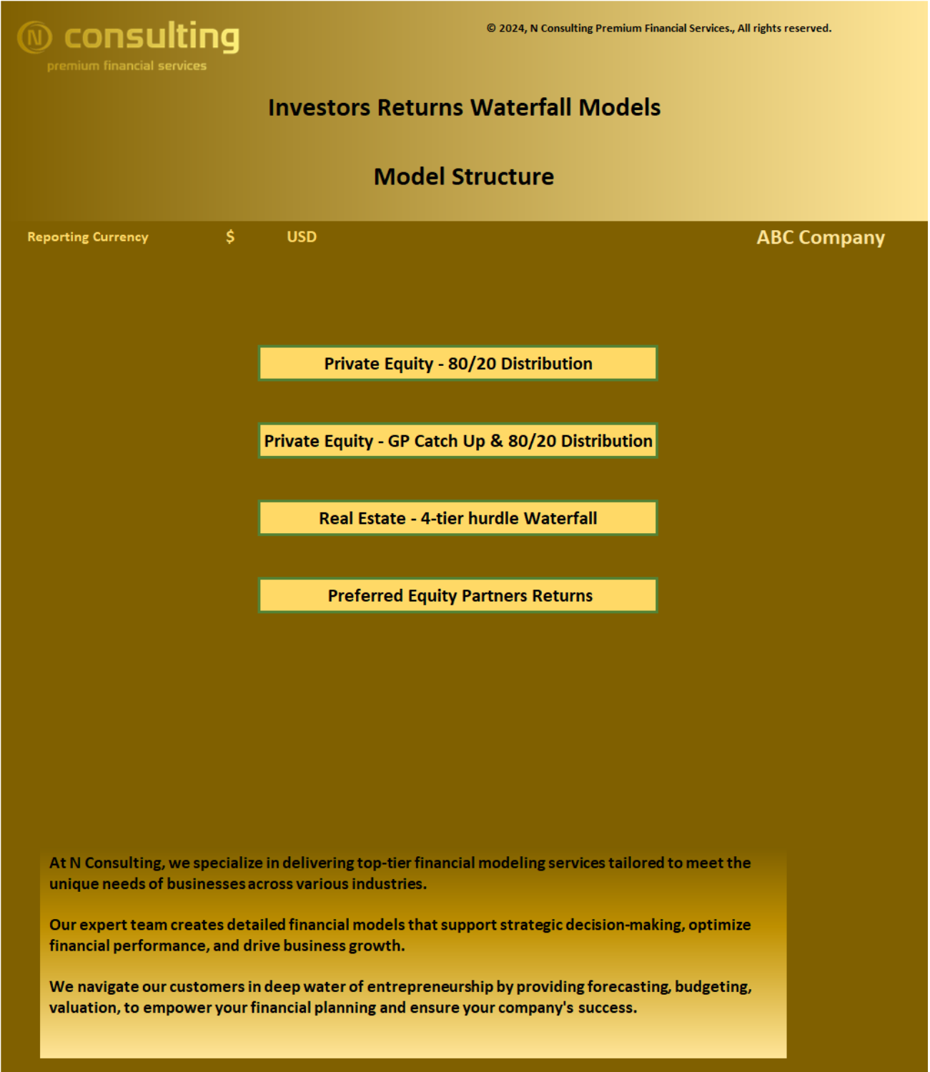 Distribution Waterfall Models – Private Equity, Real Estate and Equity Partners Returns