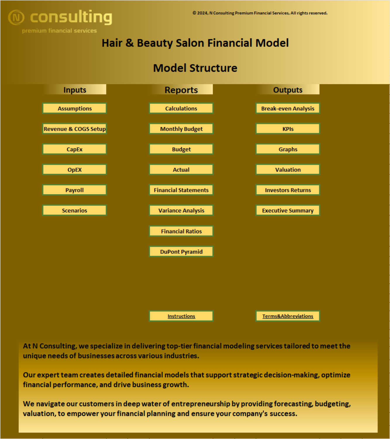 Hair & Beauty Salon (5-year) Financial Model