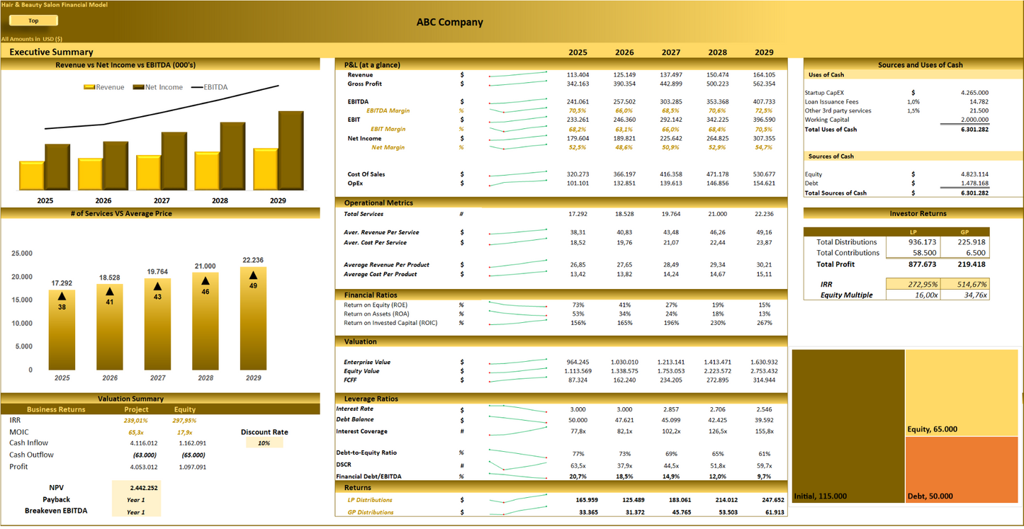 Hair & Beauty Salon (5-year) Financial Model