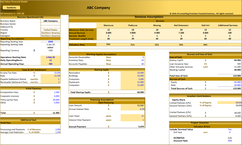 Nail Salon (5-year) Financial Model